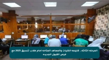 المرحلة الثالثة.. قائمة الكليات والمعاهد المتاحة أمام طلاب تنسيق 2025 مع فرص القبول الجديدة